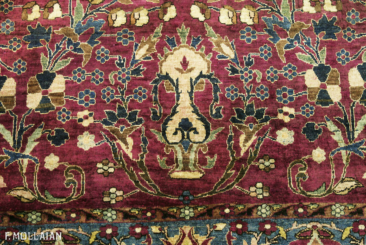 Antique Persian Kashan Silk, A Pair of Purple All-over floral Rugs n°:15489699